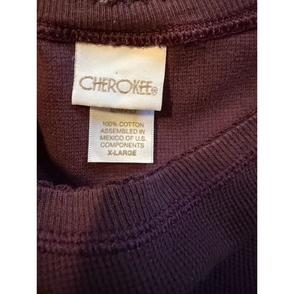 Cherokee Plum Purple Cotton Thermal Long Sleeve Waffle Top Size XL - Picture 5 of 6